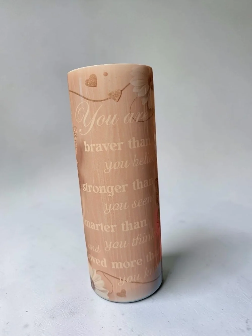 Inspirational Brown Sublimated Tumbler Floral Accent